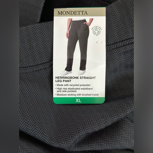 🖤Mondetta Fleece-Lined Straight Leg Pants Black Herringbone with side Pockets🖤 - Picture 13 of 16